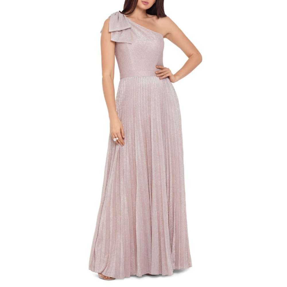 NWT Xscape Metallic One-Shoulder Gown - Size 4